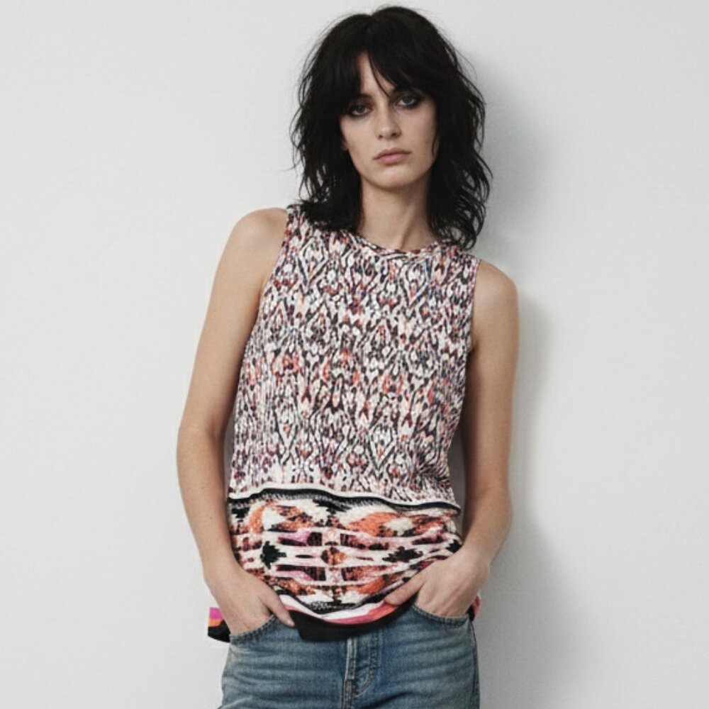 AGB Tank Top Grunge Indie Pink Black Casual Festival M